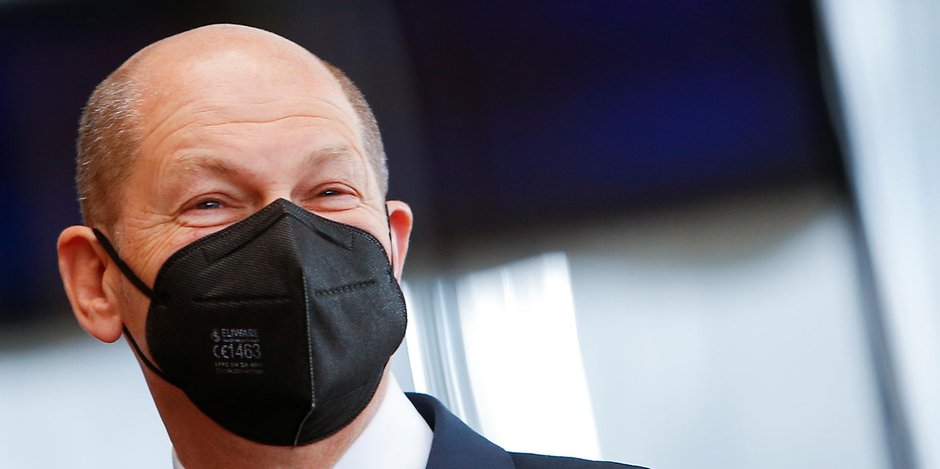 Bundesfinanzminister Olaf Scholz (SPD) mit Maske