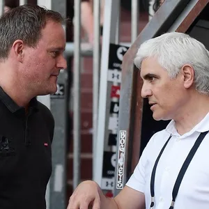 St. Pauli-Präsident Oke Göttlich (l.) und Sportchef Andreas Bornemann
