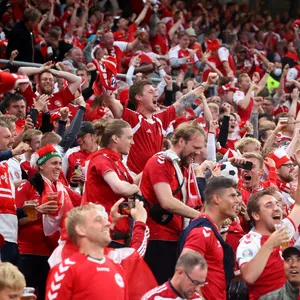 Dänemarks Fans feiern im Stadion