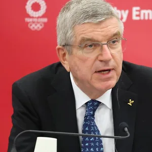 IOC-Präsident Thomas Bach bei einer Pressekonferenz