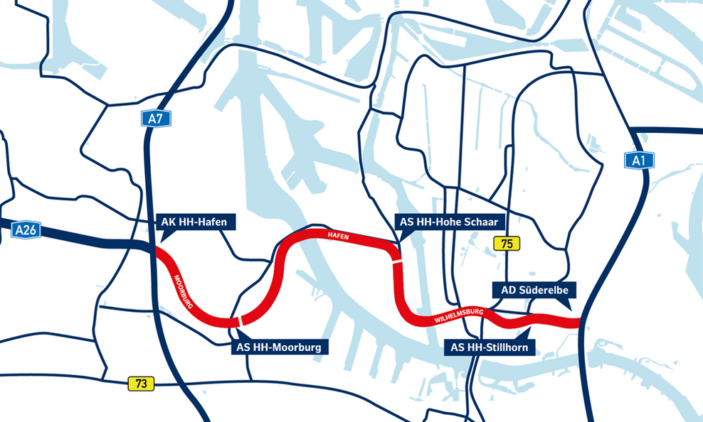 Der Streckenplan der A26-Ost.