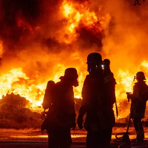 Großeinsatz mehrerer Feuerwehren in Wesel: Ein rund 100 Quadratmeter großer Haufen Autoreifen steht in Flammen.