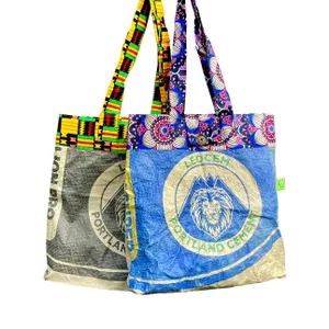 Einkaufstaschen hergestellt aus alten Zemtsäcken - Lionbags aus Afrika