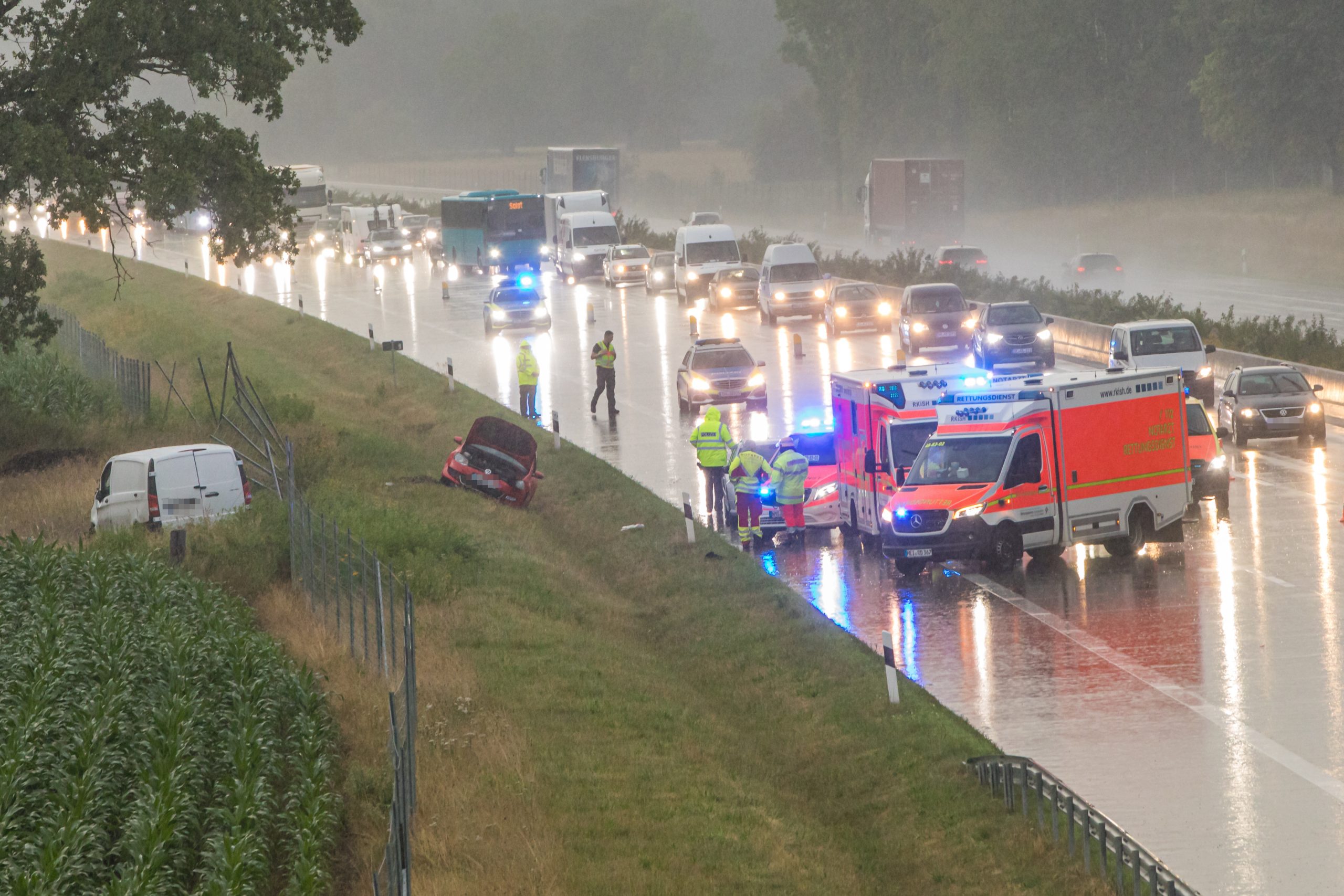 Die Unfallstelle an der A7 kurz vor Hamburg.