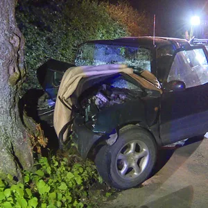 Das Auto krachte nahezu ungebremst frontal gegen einen Baum.