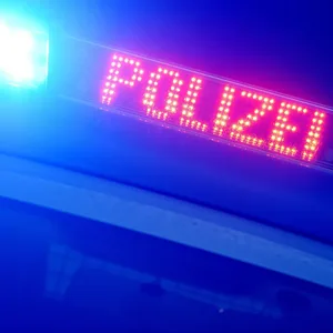 Ein Polizeiwagen mit eingeschaltetem Blaulicht. (Symbolbild)