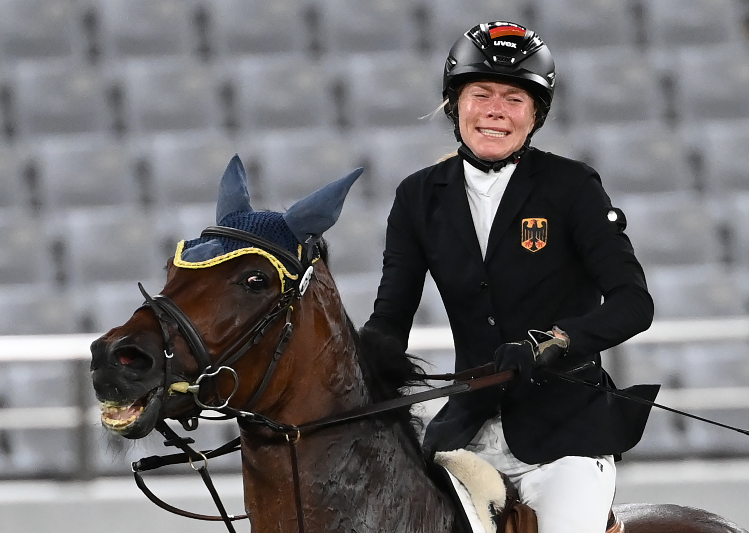 Annika Schleu auf ihrem Pferd.