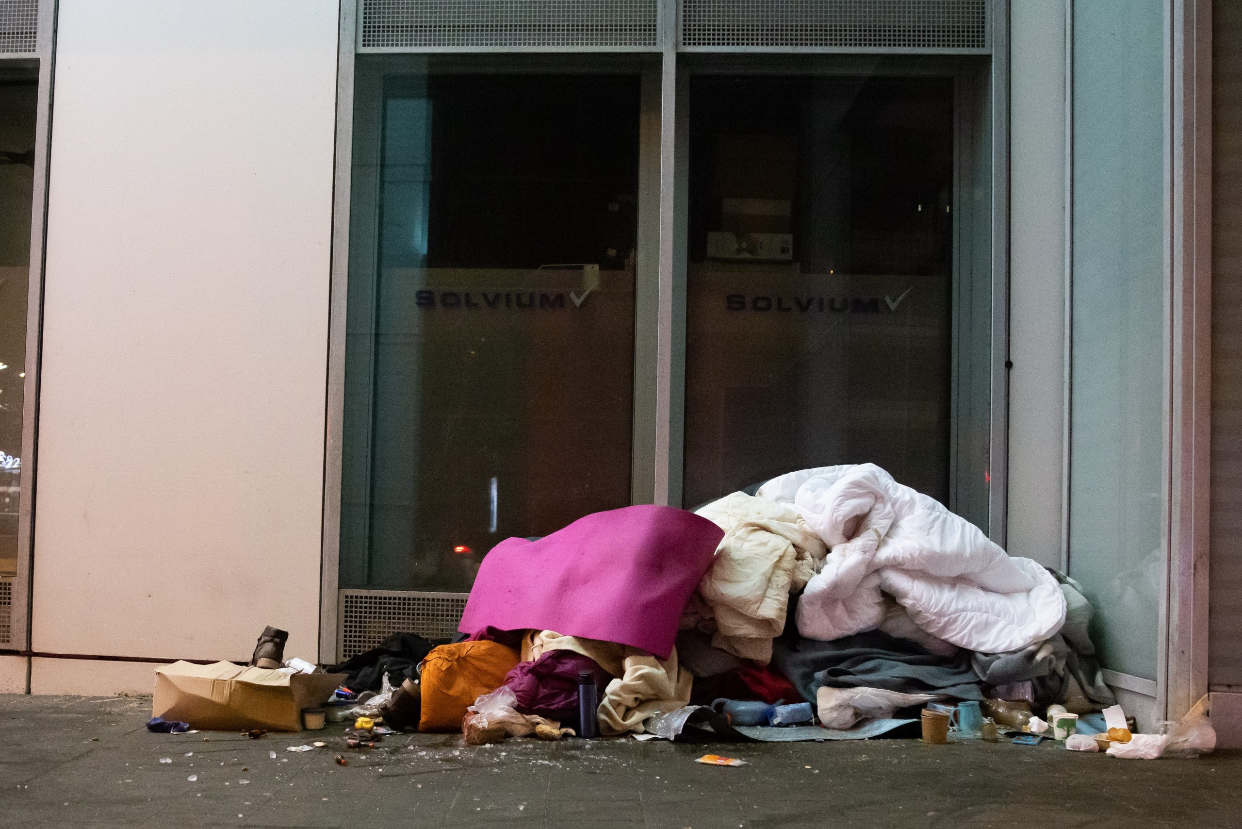 Der Schlafplatz eines Obdachlosen in Hamburg.