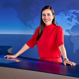 Aline Abboud im Studio der Tagesthemen.