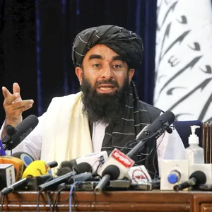 Taliban-Sprecher Zabiullah Mudschahid bei einem Auftritt Ende August.