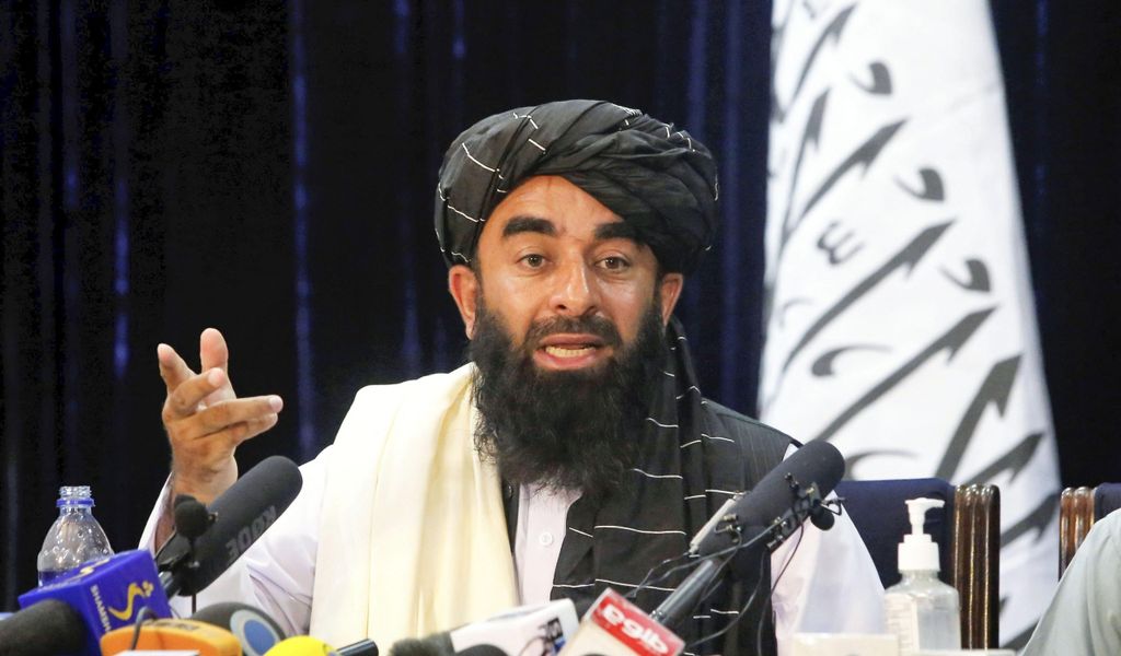 Taliban-Sprecher Zabiullah Mudschahid bei einem Auftritt Ende August.