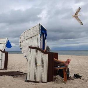 Urlauber im Strandkorb