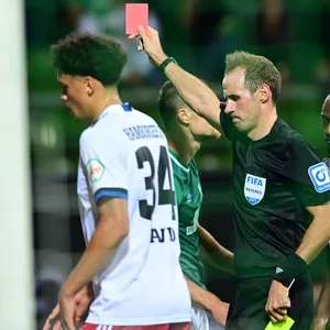 Schiedsrichter Sascha Stegemann beim Derby des HSV in Bremen.