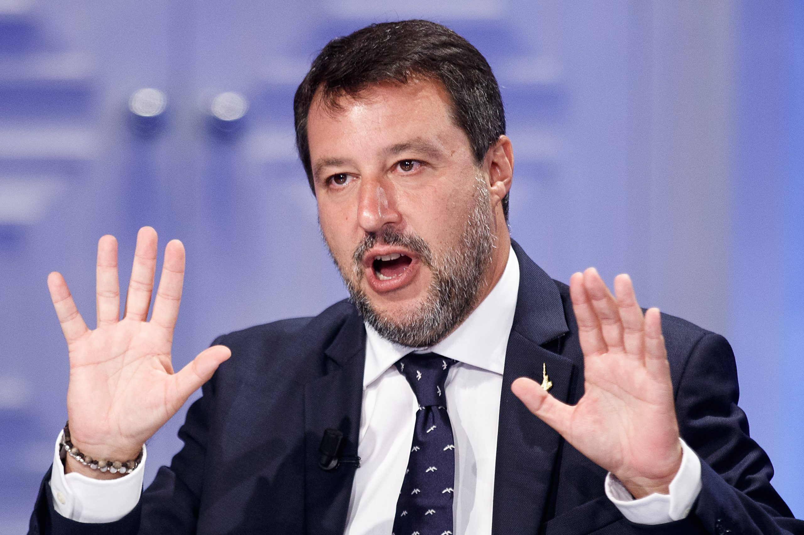 Matteo Salvini bei einem Fernseh-Auftritt.