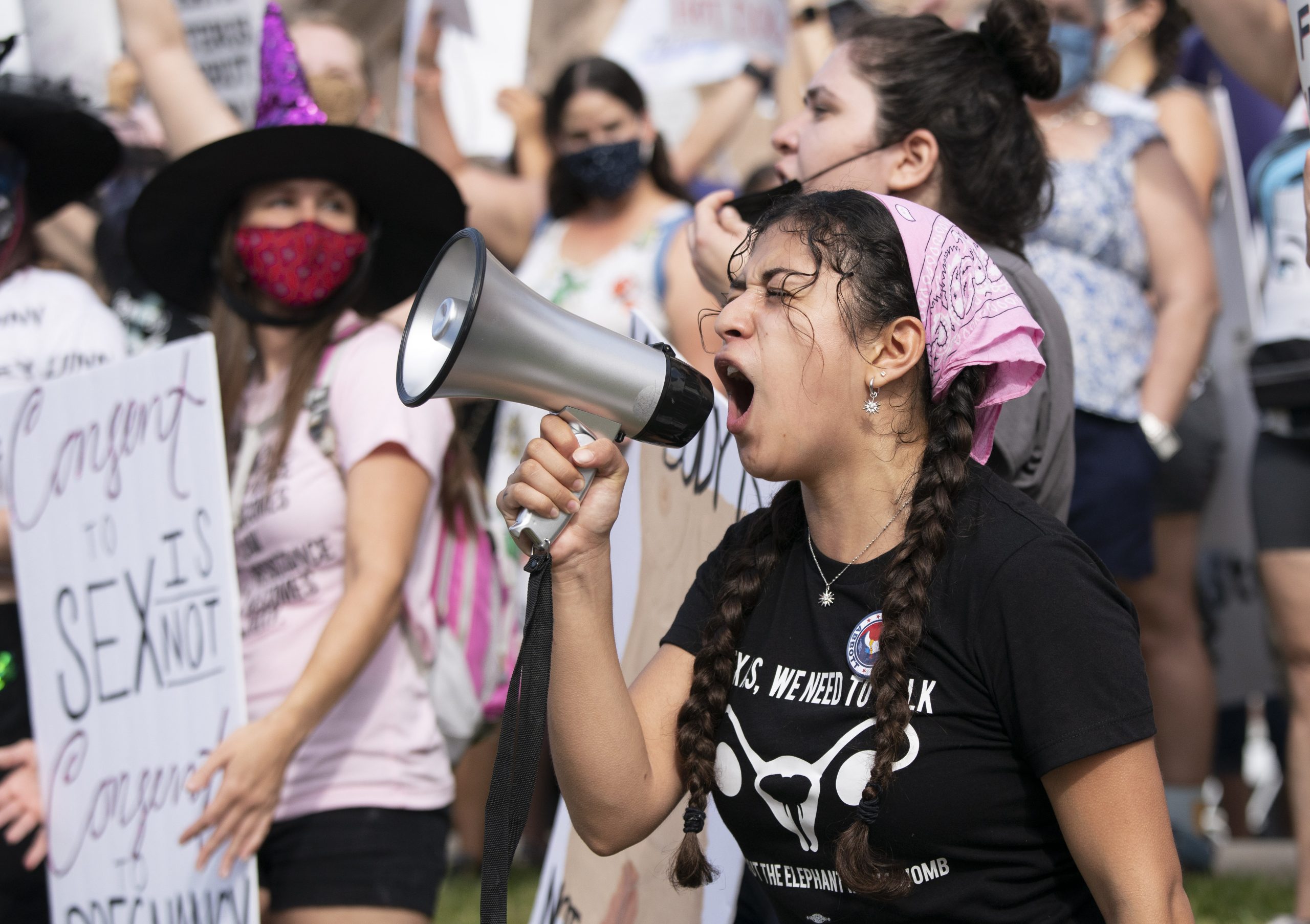 Eine Demonstrantin protestiert gegen das ultra-harte Abtreibungsgesetz in Texas.