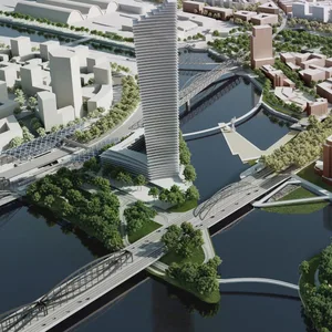 Eine Visualisierung des Stadteingangs Elbbrücken.