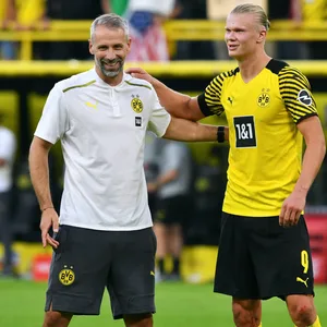 Trainer Marco Rose und Stürmer-Star Erling Haaland