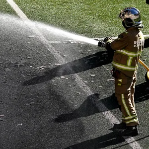 Feuerwehrmann im Nationalstadion Andorras