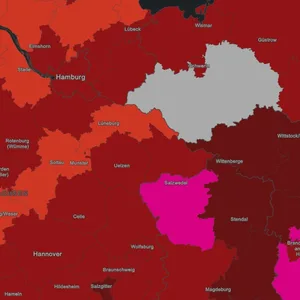 Corona-Karte des Robert-Koch-Instituts, die keine Daten für den Landkreis Ludwigslust-Parchim anzeigt