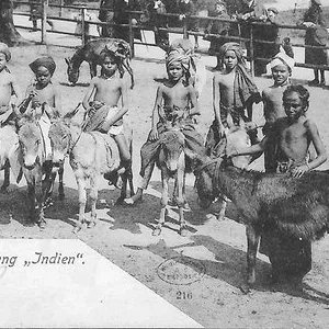 Eine Postkarte zu Hagenbecks Schaustellung „Indien“ von 1906.