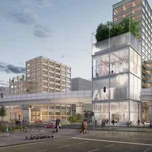 Visualisierung des geplanten neuen Bürokomplexes Hammer Heart in Hammerbrook.