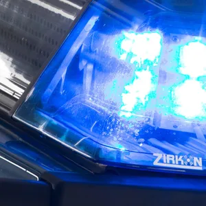 Blaulicht auf dem Dach eines Polizeiwagens. (Symbolbild)