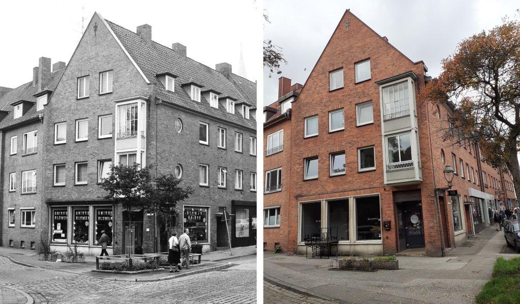 In diesem Wohnhaus wohnte Gisela B. Die linke Aufnahme zeigt, wie das Haus Anfang der 80er aussah. Rechts ist ein aktuelles Foto.