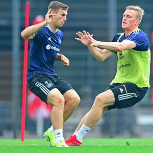 Robin Meißner und Mikkel Kaufmann im HSV-Training