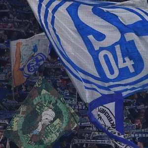 FC Schalke 04 Fans mit Fahne