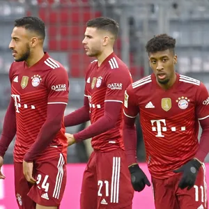 Bayern-Stars Corentin Tolisso, Lucas Hernandez und Kingsley Coman (v.l.)