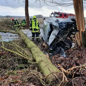 Ein 68-jähriger Mann kam bei Horneburg von der Straße ab und krachte mit dem Auto gegen einen Baum.