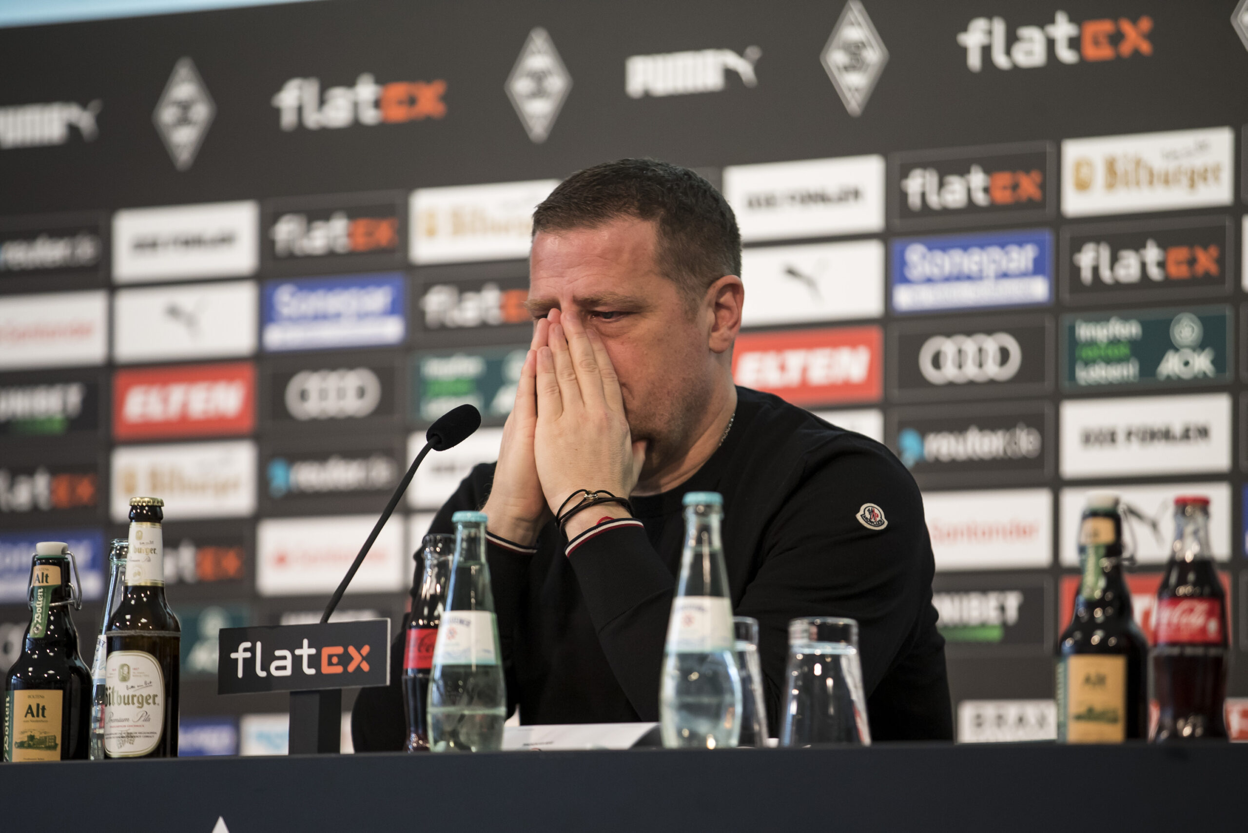 Max Eberl bei seiner letzten Pressekonferenz für Borussia Mönchengladbach
