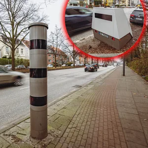 An der Tarpenbekstraße steht stadteinwärts nach dem festen Blitzer nur 260 Meter später ein mobiler Blut-Anhänger.