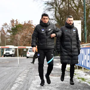 Hertha-Trainer Tayfun Korkut und Vedad Ibisevic