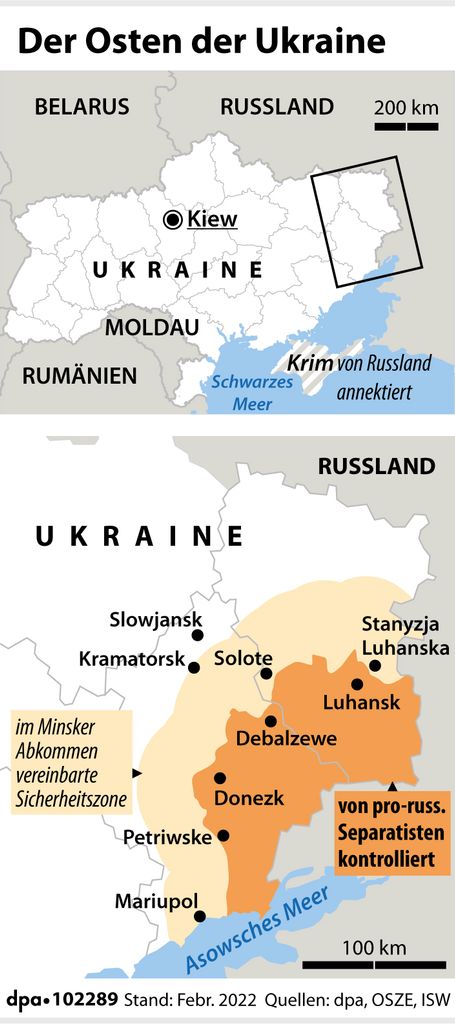 Die umstrittenen Gebiete liegen im Osten der Ukraine.