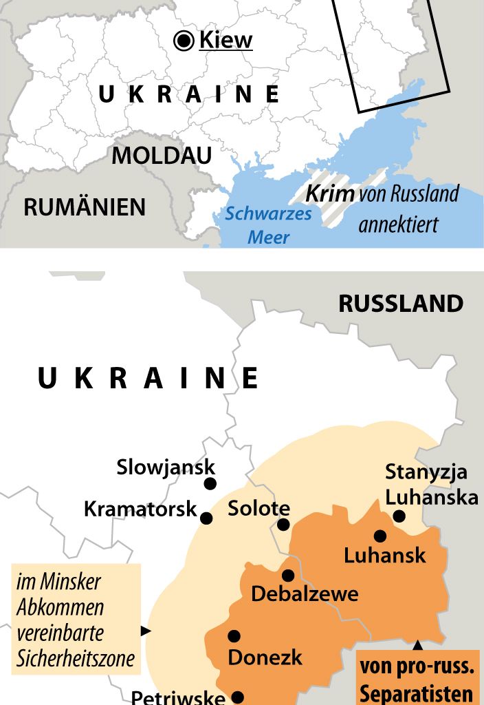 Die umstrittenen Gebiete liegen im Osten der Ukraine.