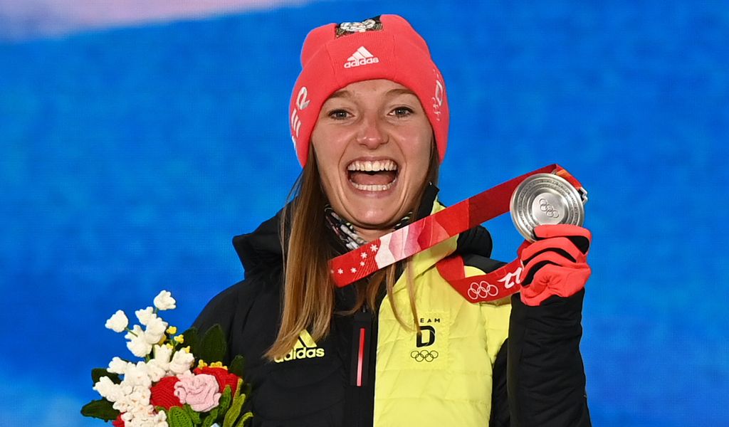 Beim Skispringen Normalschanze gewann Katharina Althaus den zweiten Platz.