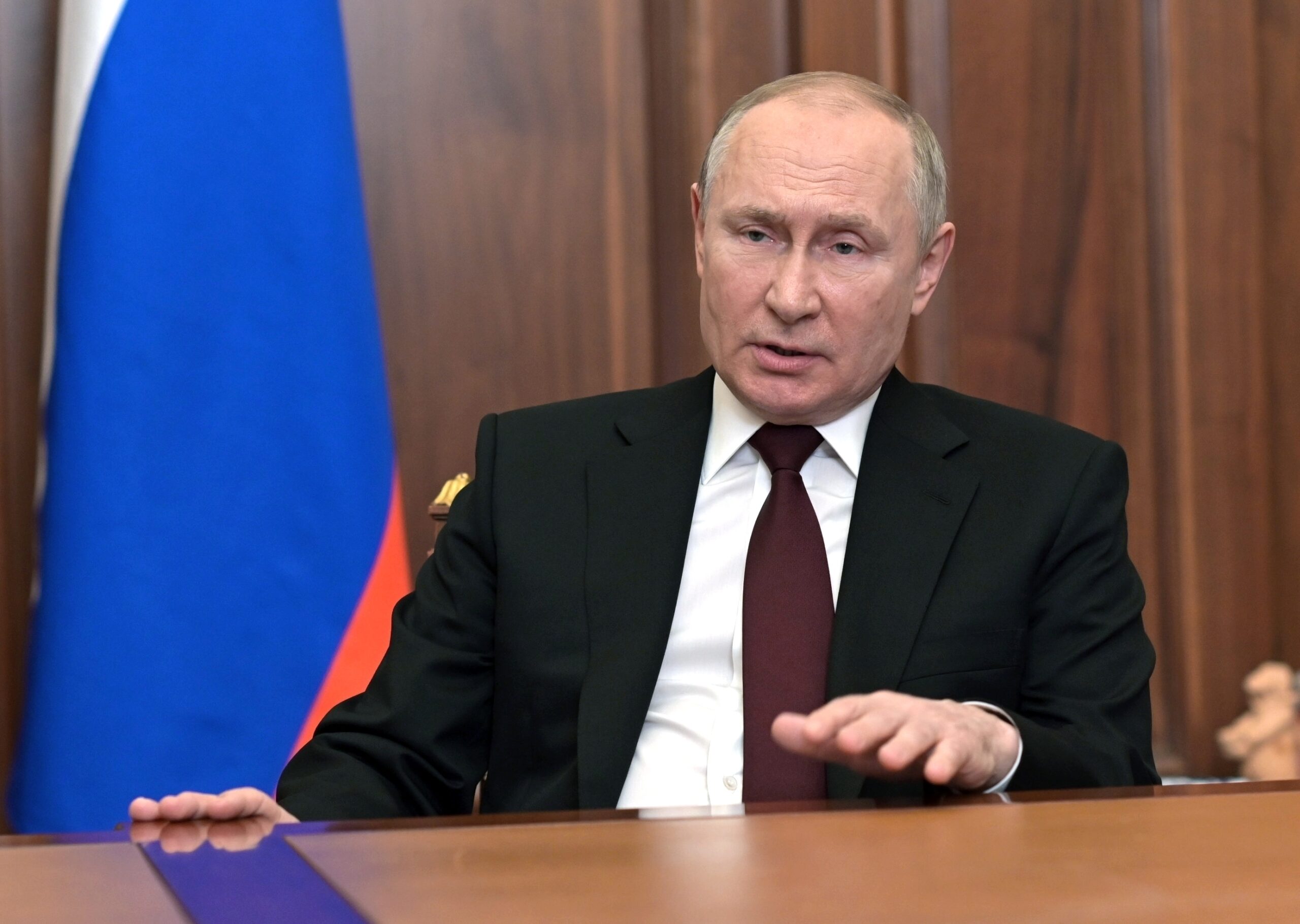 Wladimir Putin, Präsident von Russland, spricht zur Nation im Kreml in Moskau, Russland.