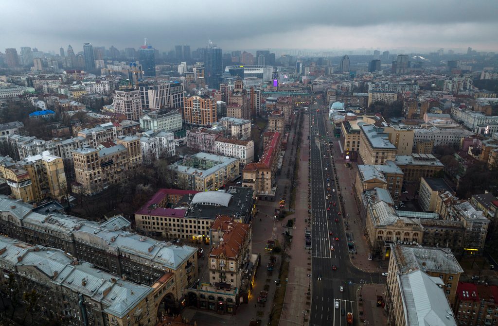 Blick auf die Stadt Kiew am Donnerstagmorgen.