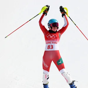 Freute sich über ihren 46. Platz bei Olympia: Die libanesische Ski-Läuferin Manon Ouaiss.