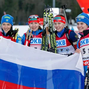 Das russische Biathlon-Team der Damen 2014