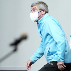 IOC-Präsident Thomas Bach bei der Abschluss-Pressekonferenz. Er spricht von „erfolgreichen Spielen“.