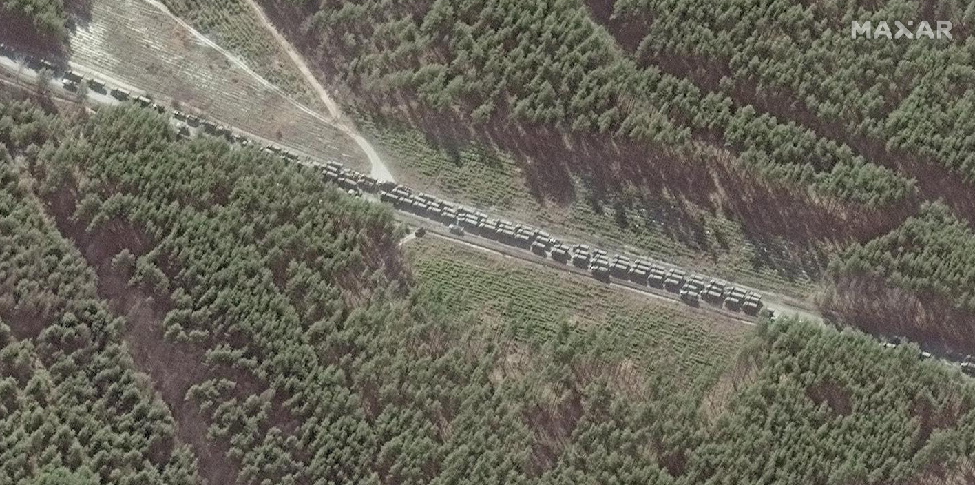 Satellitenfotos zeigten den Militärkonvoi der Russen.