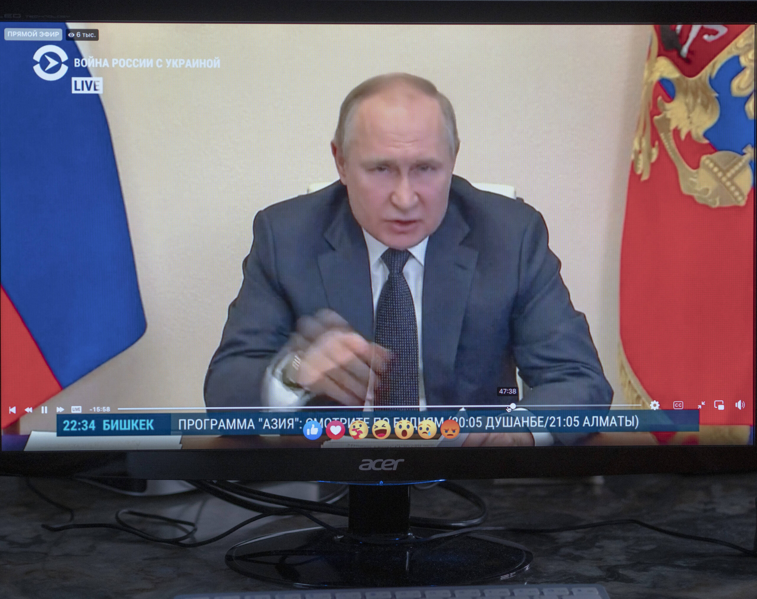 In einer im Staatsfernsehen übertragenen Rede attackierte Russlands Präsident Putin westliche Staaten und eigene Landsleute.