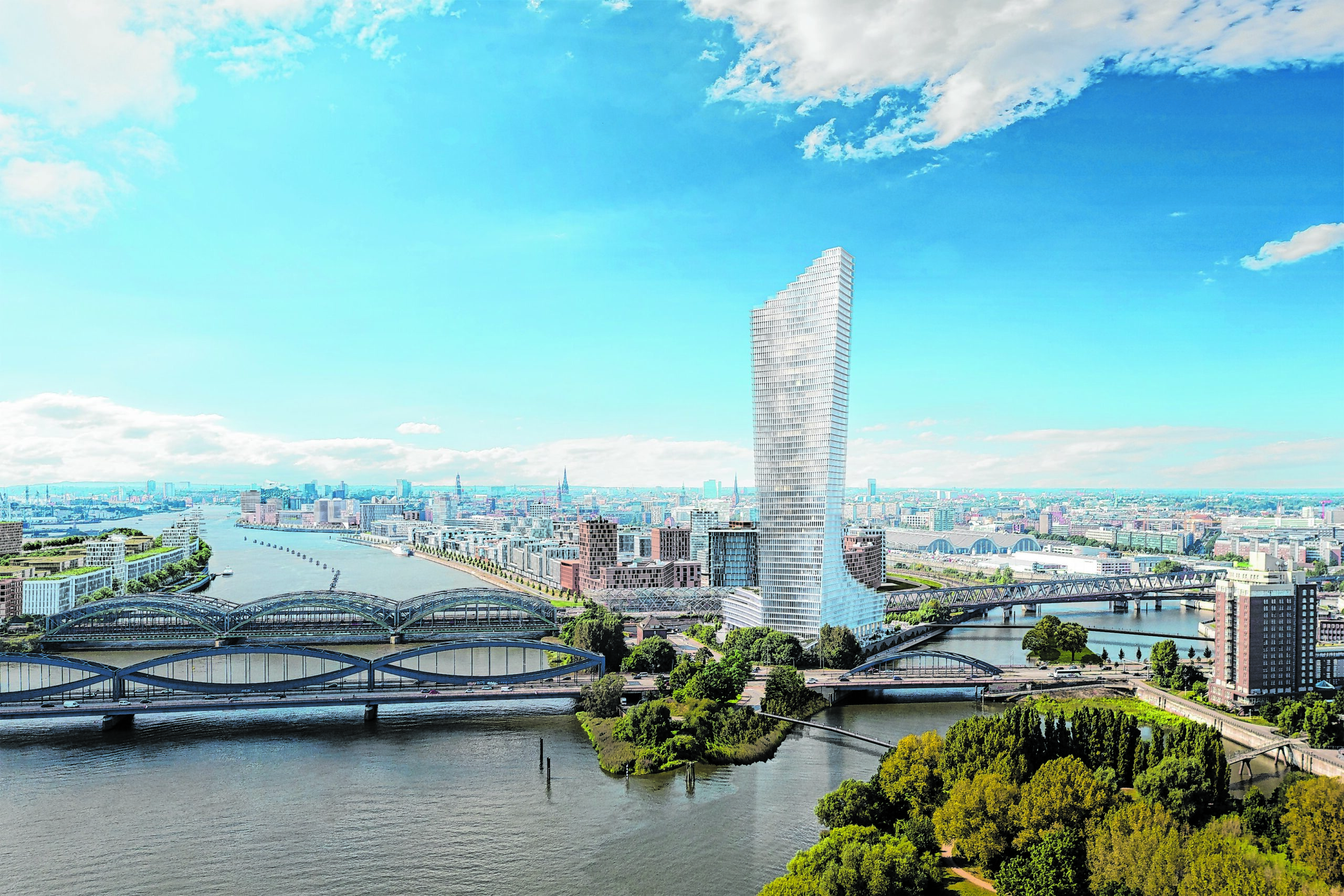 So soll er aussehen, rund 950 Millionen Euro soll er kosten: der Elbtower in der Hamburger HafenCity.