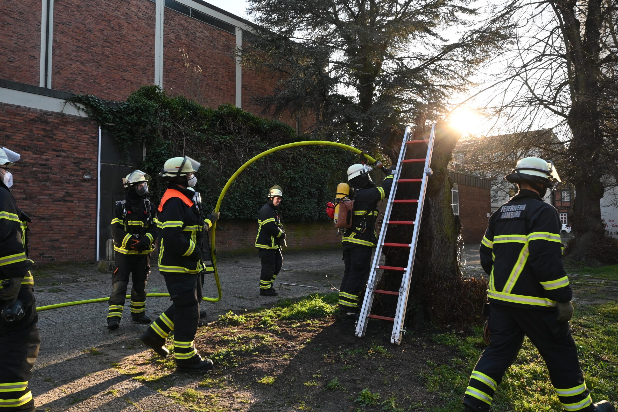 Brennender Baumstumpf sorgt in Harburg für langen Feuerwehreinsatz