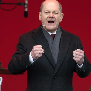 Bundeskanzler Olaf Scholz (SPD) spricht beim Wahlkampfauftakt der NRW-SPD.