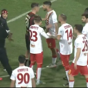 Die Spieler der Catanzaro sind in Aufregung nach Fan-Attacke