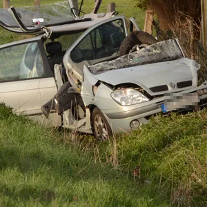 Der Renault musste nach dem Unfall bei Mölln abgeschleppt werden.