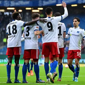 Bakery Jatta, Moritz Heyer, Robert Glatzel und Ludovit Reis (v.l.) hatten diese Saison schon häufig Grund zum Jubeln.